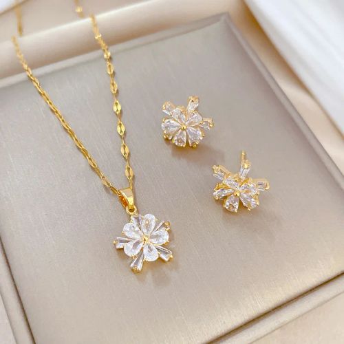 Xiyanike Fashion Flower Jewellery Set - Trendy Necklace & Earrings