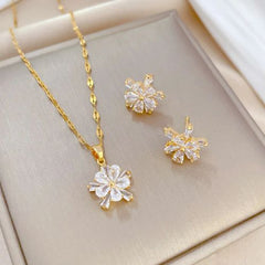Xiyanike Fashion Flower Jewellery Set - Trendy Necklace & Earrings