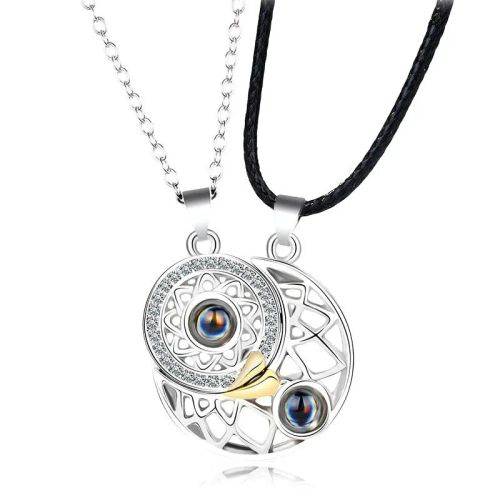 Couple Heart Pendant Necklace - Romantic Electrocardiogram Gift