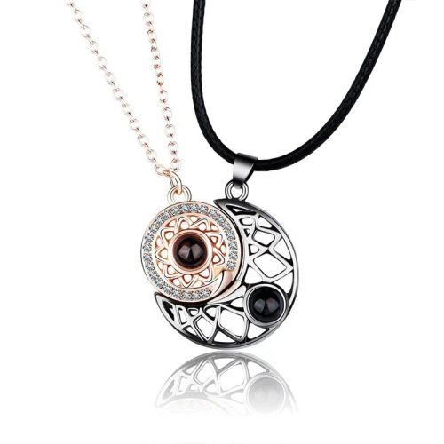 Couple Heart Pendant Necklace - Romantic Electrocardiogram Gift