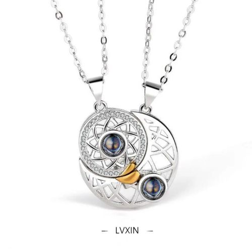Couple Heart Pendant Necklace - Romantic Electrocardiogram Gift - 3