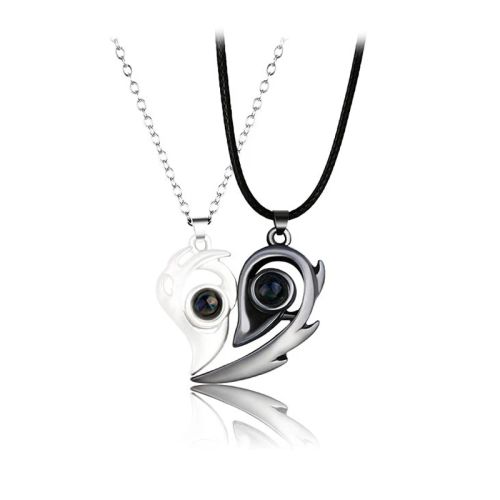 Couple Heart Pendant Necklace - Romantic Electrocardiogram Gift