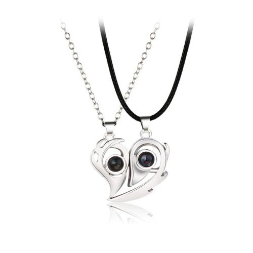 Couple Heart Pendant Necklace - Romantic Electrocardiogram Gift - 15