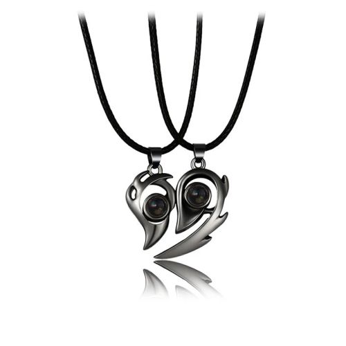 Couple Heart Pendant Necklace - Romantic Electrocardiogram Gift