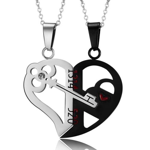 Couple Heart Pendant Necklace - Romantic Electrocardiogram Gift