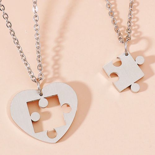 Couple Heart Pendant Necklace - Romantic Electrocardiogram Gift