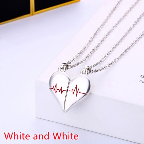 Couple Heart Pendant Necklace - Romantic Electrocardiogram Gift