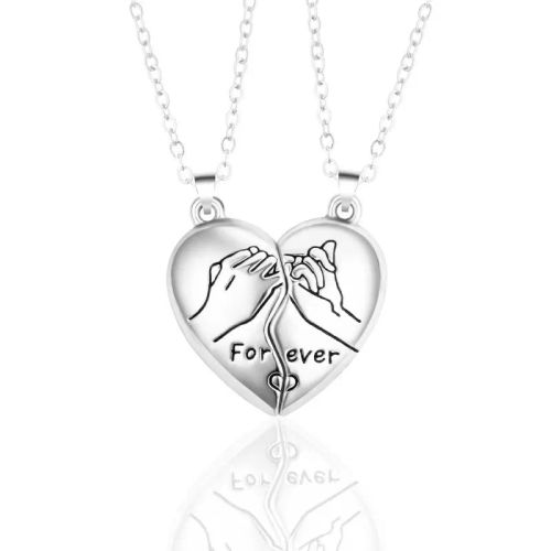Couple Heart Pendant Necklace - Romantic Electrocardiogram Gift