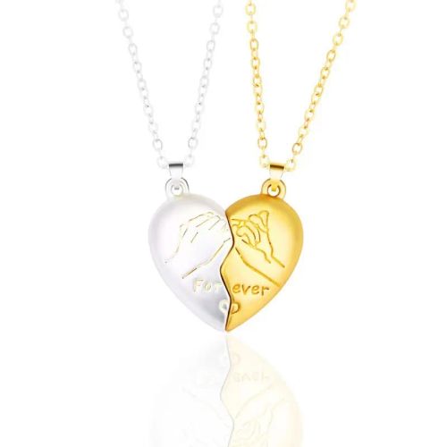 Couple Heart Pendant Necklace - Romantic Electrocardiogram Gift