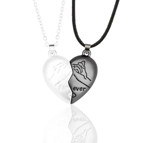 Couple Heart Pendant Necklace - Romantic Electrocardiogram Gift - 27