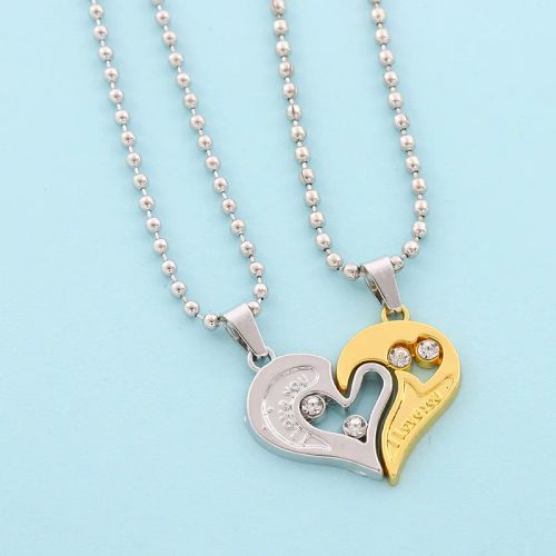 Couple Heart Pendant Necklace - Romantic Electrocardiogram Gift