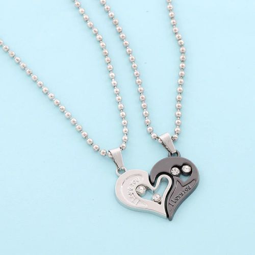 Couple Heart Pendant Necklace - Romantic Electrocardiogram Gift - green