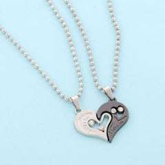 Couple Heart Pendant Necklace - Romantic Electrocardiogram Gift