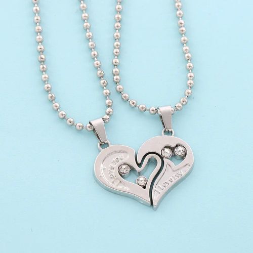 Couple Heart Pendant Necklace - Romantic Electrocardiogram Gift
