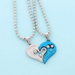 Couple Heart Pendant Necklace - Romantic Electrocardiogram Gift