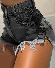 Noworry Chic Contrast Paneled Denim Shorts for Summer Vacations