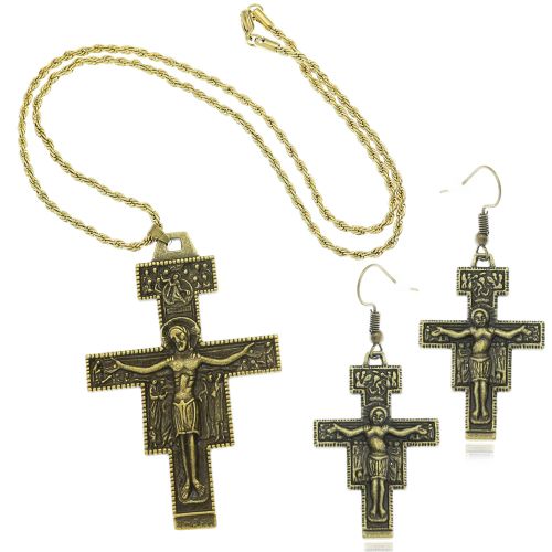 RechicGu Vintage Gold Cross Necklace - Faith-Inspired Elegance - 01Set-Gold