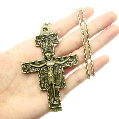 RechicGu Vintage Gold Cross Necklace - Faith-Inspired Elegance