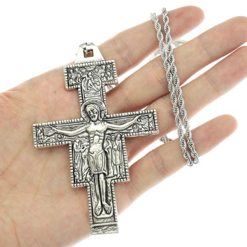 RechicGu Vintage Gold Cross Necklace - Faith-Inspired Elegance - 01Necklace Silver