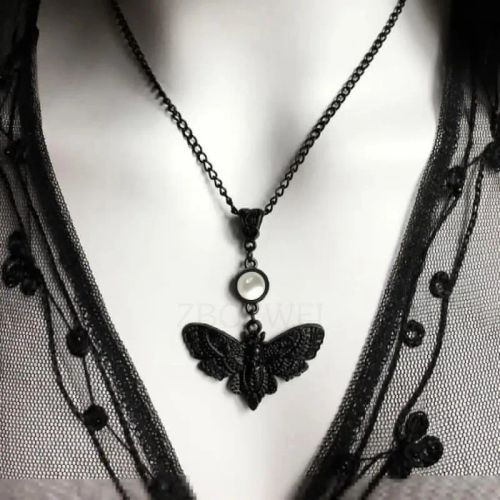 ZBOZWEI Gothic Moth Necklace - Unique Handmade Insect Jewelry - 1