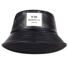 Stylish Faux Leather Bucket Hat - Versatile Casual Accessory