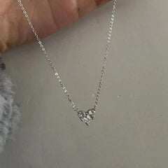 ANENJERY Shiny Zircon Heart Necklace - Trendy Fashion Accessory
