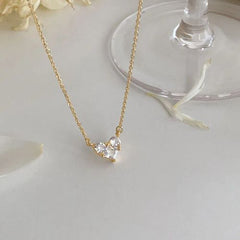 ANENJERY Shiny Zircon Heart Necklace - Trendy Fashion Accessory