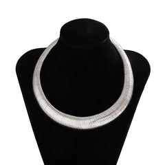 IngeSight.Z Exaggerated Striped Metal Choker Necklace for Parties