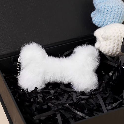 Plush Bone Pendant Keychain - Cute and Trendy Accessory - WHITE