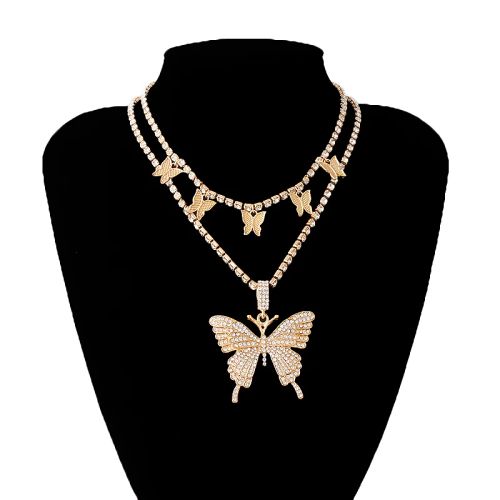 Big Butterfly Pendant Necklace - Fashionable Zinc Alloy Accessory - N868