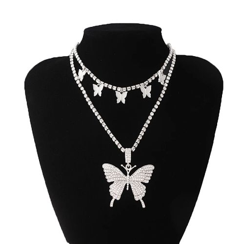 Big Butterfly Pendant Necklace - Fashionable Zinc Alloy Accessory