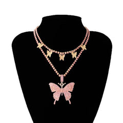 Big Butterfly Pendant Necklace - Fashionable Zinc Alloy Accessory