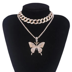 Big Butterfly Pendant Necklace - Fashionable Zinc Alloy Accessory