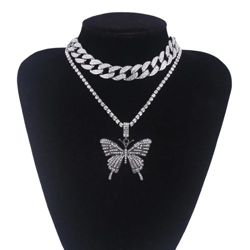 Big Butterfly Pendant Necklace - Fashionable Zinc Alloy Accessory