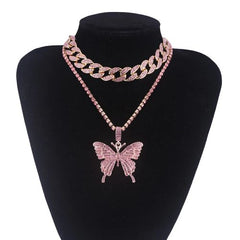 Big Butterfly Pendant Necklace - Fashionable Zinc Alloy Accessory