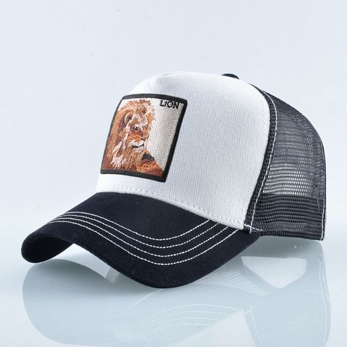 K KISSBAOBEI Embroidered Lion Cap - Stylish Sun Protection Baseball Hat - White