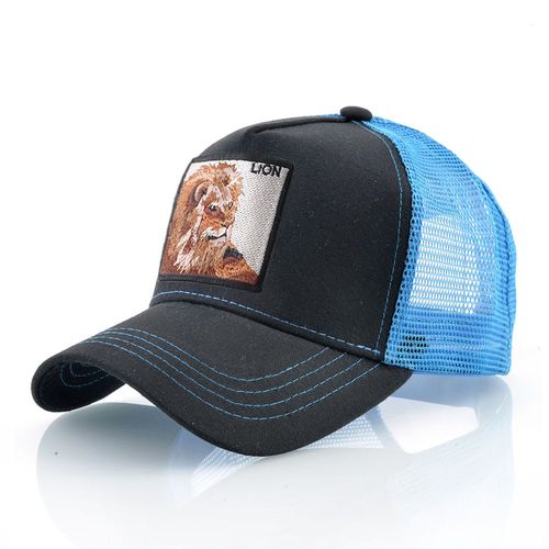 K KISSBAOBEI Embroidered Lion Cap - Stylish Sun Protection Baseball Hat - BK and BU1