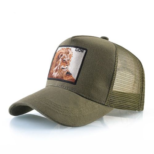 K KISSBAOBEI Embroidered Lion Cap - Stylish Sun Protection Baseball Hat - Green