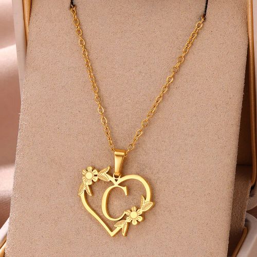 FAZZTONC Dainty Gold Initials Necklace - Trendy Personalised Gift