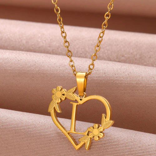 FAZZTONC Dainty Gold Initials Necklace - Trendy Personalised Gift