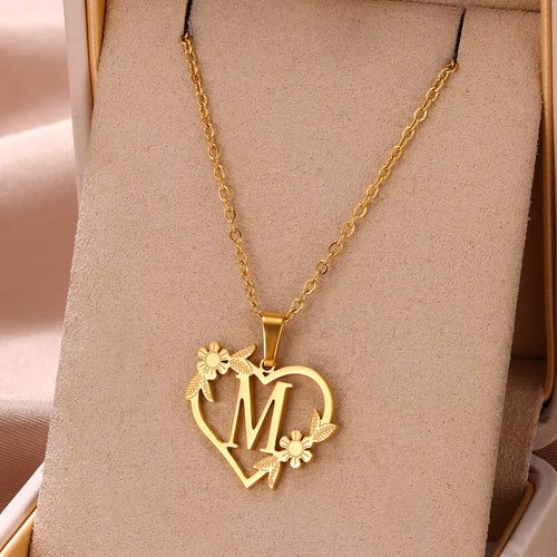 FAZZTONC Dainty Gold Initials Necklace - Trendy Personalised Gift - M