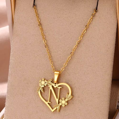 FAZZTONC Dainty Gold Initials Necklace - Trendy Personalised Gift