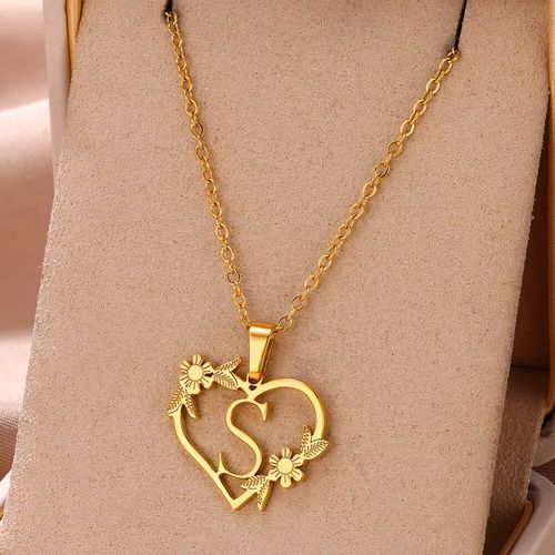 FAZZTONC Dainty Gold Initials Necklace - Trendy Personalised Gift