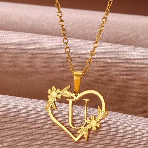 FAZZTONC Dainty Gold Initials Necklace - Trendy Personalised Gift