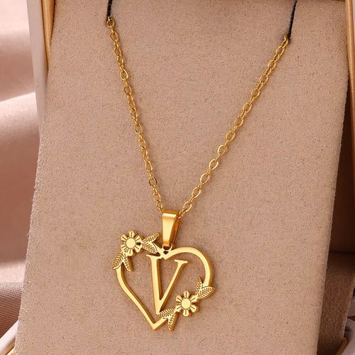 FAZZTONC Dainty Gold Initials Necklace - Trendy Personalised Gift