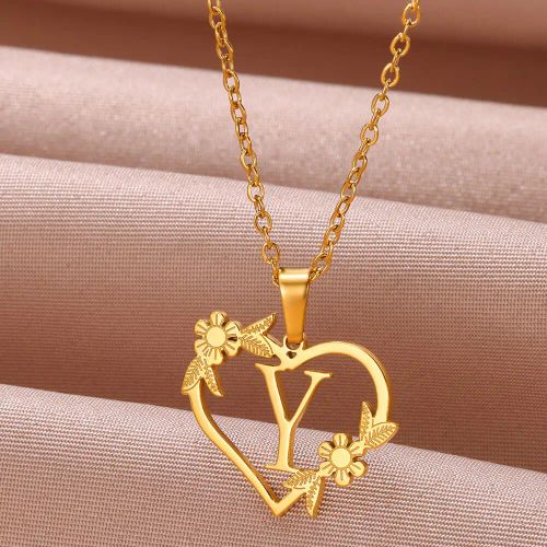 FAZZTONC Dainty Gold Initials Necklace - Trendy Personalised Gift