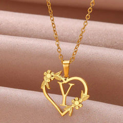 FAZZTONC Dainty Gold Initials Necklace - Trendy Personalised Gift