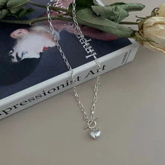 Ventfille Silver Asymmetric Heart Necklace - Elegant Party Jewellery