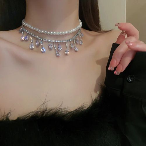 DREJEW Rhinestone Choker Necklace - Trendy Fashion Accessory