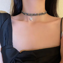 DREJEW Rhinestone Choker Necklace - Trendy Fashion Accessory